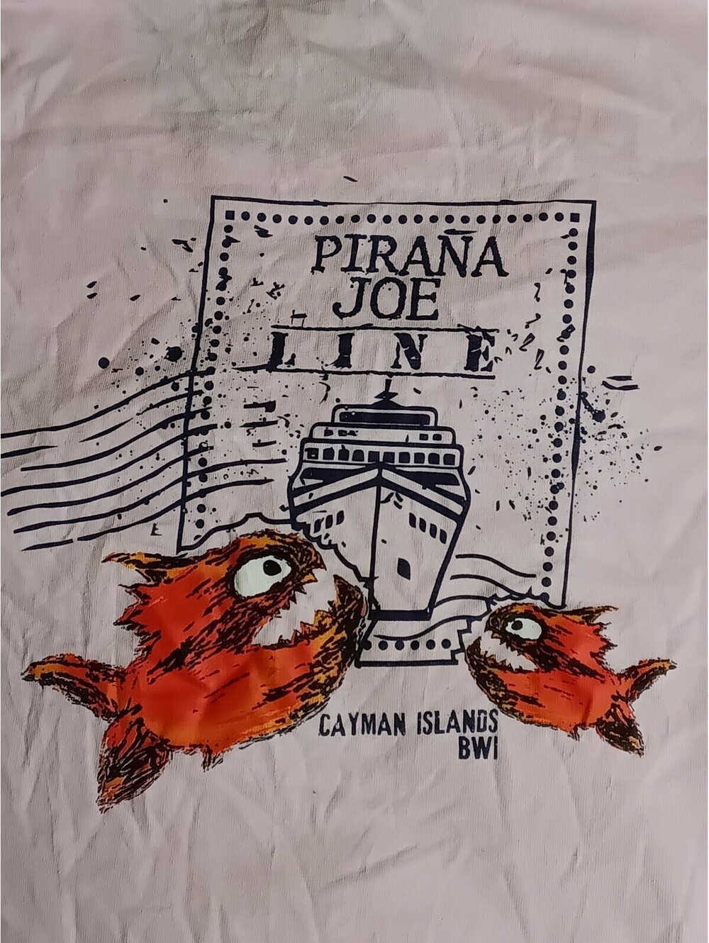Pirana Joe Line T-Shirt Cayman Islands XL Pink Cotton Graphic Print Casual